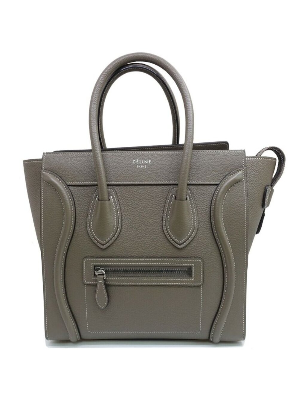 Celine Luggage Micro Handbag Leather Suri Silver